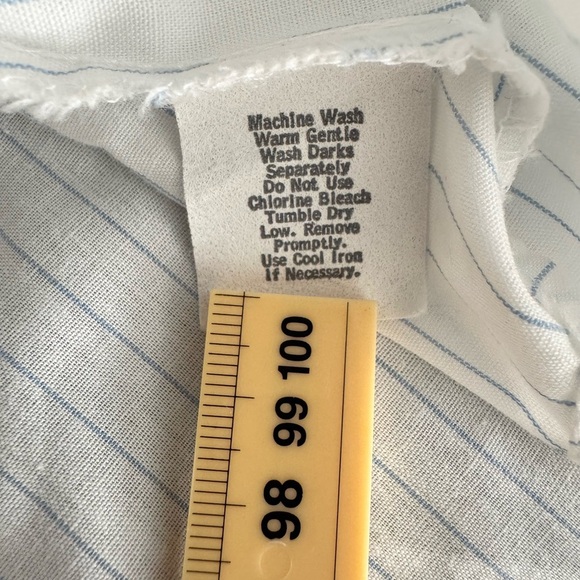 H BAR C Western Wear Men Long Tail White Blue Stripes Button Up Shirt-14 1/2 -32 - Picture 4 of 8